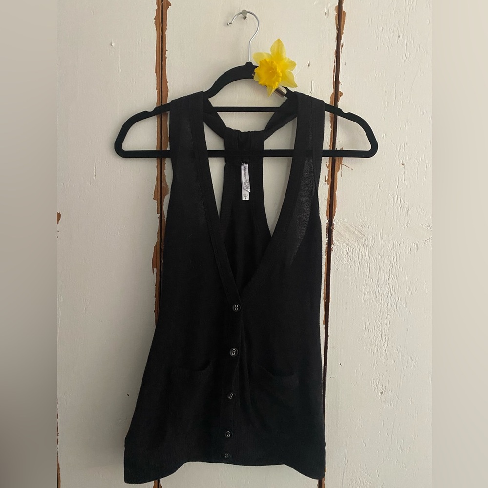 Black Anchor Blue Button Up Vest Top : Size Small : Made in USA